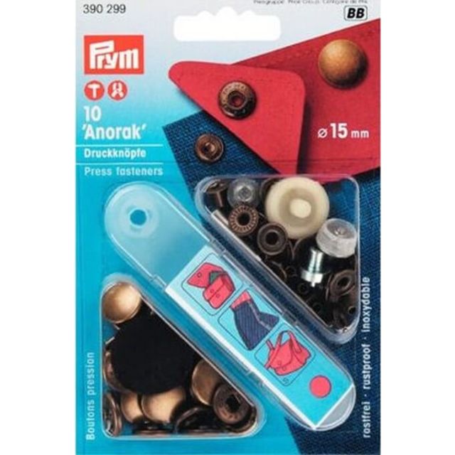 Drukknopen 15mm bronskleurig van PRYM 022.390299