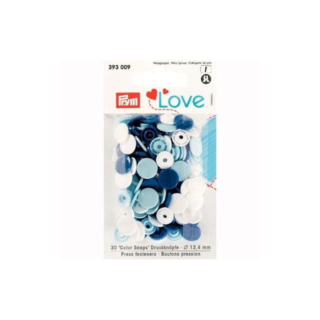Colorsnaps drukknopen 12,4mm blauw wit van PRYM LOVE 022.393009