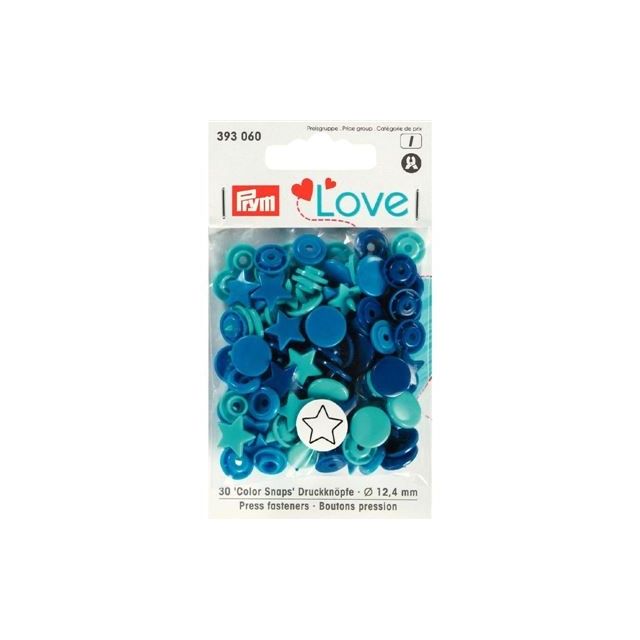 Colorsnaps drukknopen 12,4mm STERREN blauw turquoise van PRYM LOVE 022.393060