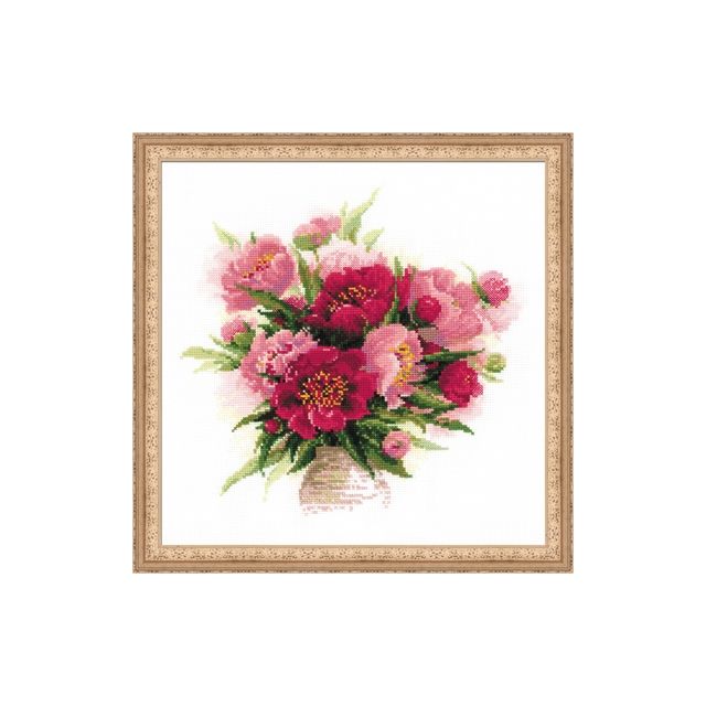 Peonies in a Vase kruissteek borduurpakket 40x40cm van STITCHCOMPANY RI-1259