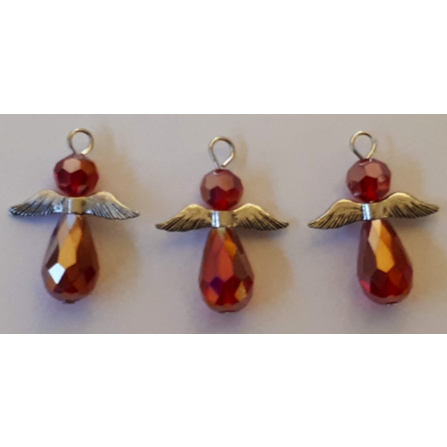 Bedel Engeltje siam rood glas 32 x 23 mm