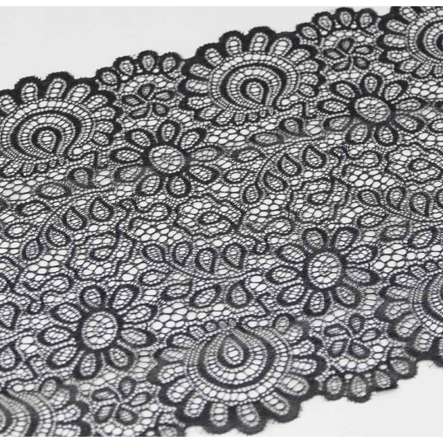 Elastische kant paisley patroon 20-22cm breed 3m lang