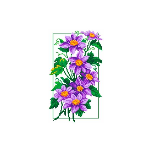 Clematis kruissteek bedrukte borduurstof 18x30cm van STITCHCOMPANY mp-0744