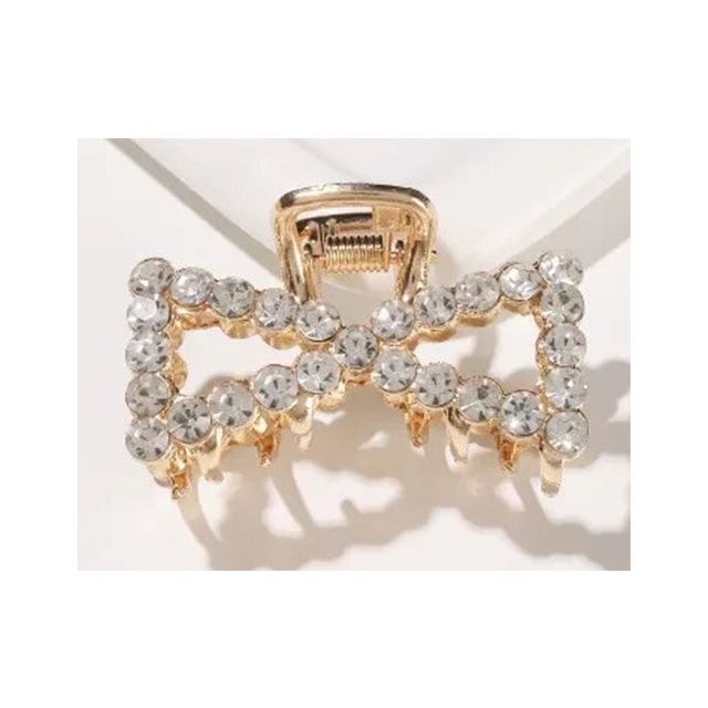 Gouden haarklem strikje strass