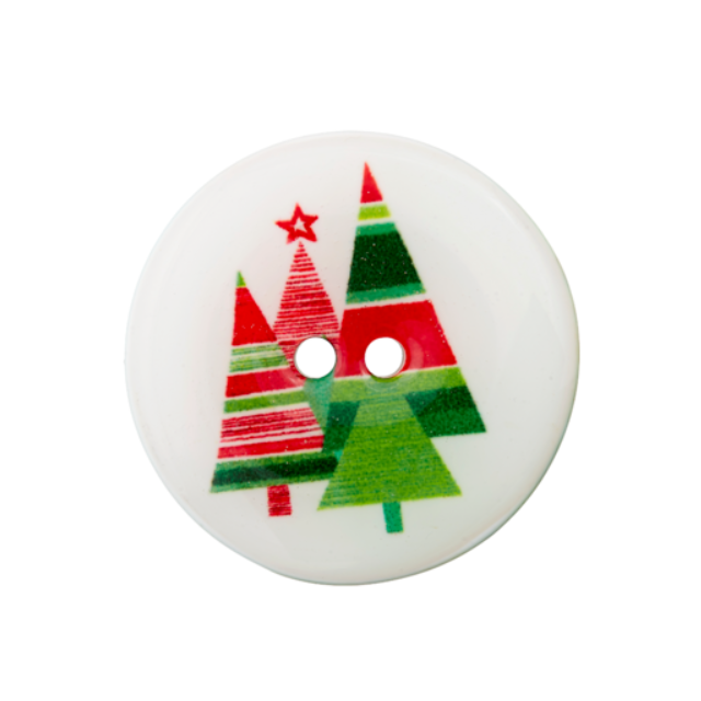Kerstknoop met kerstbomen 28mm van UNION KNOPF 453741