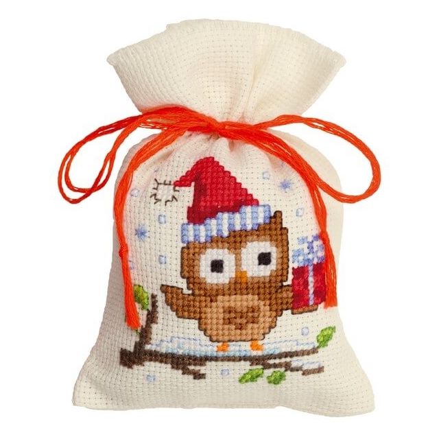 Kerstuil kruissteek borduurpakket zakje van VERVACO PN-0147603