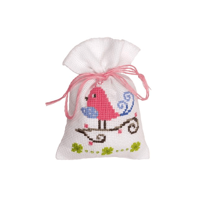 Kruissteek borduurpakket zakje 8x12cm Twetel tweet roze van VERVACO PN-0147232