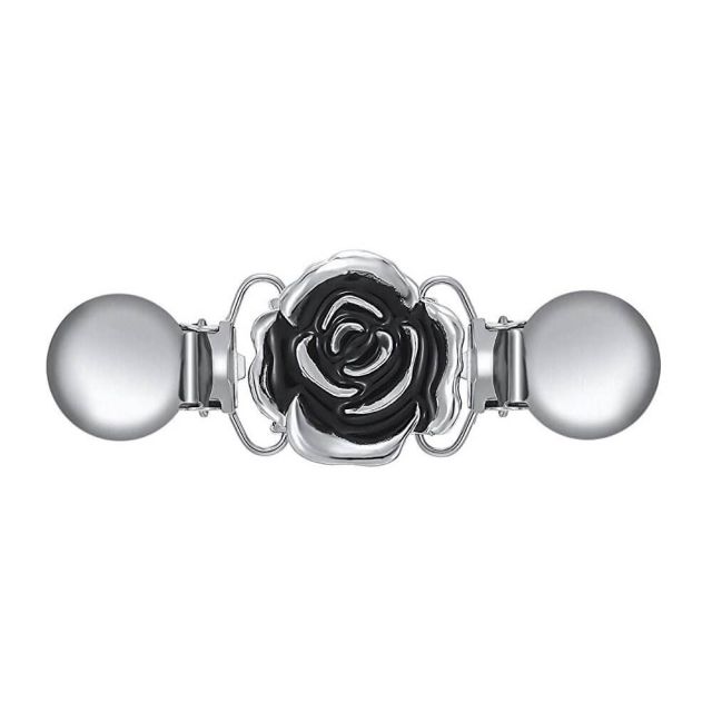 Vestklem Roos rond antiek zilver