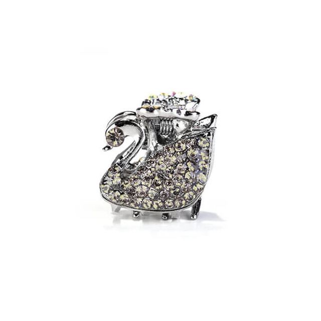 Zwaan metalen haarklem met gele strass steentjes